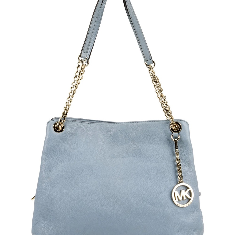 Michael Kors Light Blue Shoulder Bag with Gold Accents